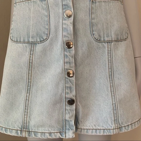 BDG Light Blue Denim Snap Front Pocket Mini Skirt Size Small - Picture 11 of 15